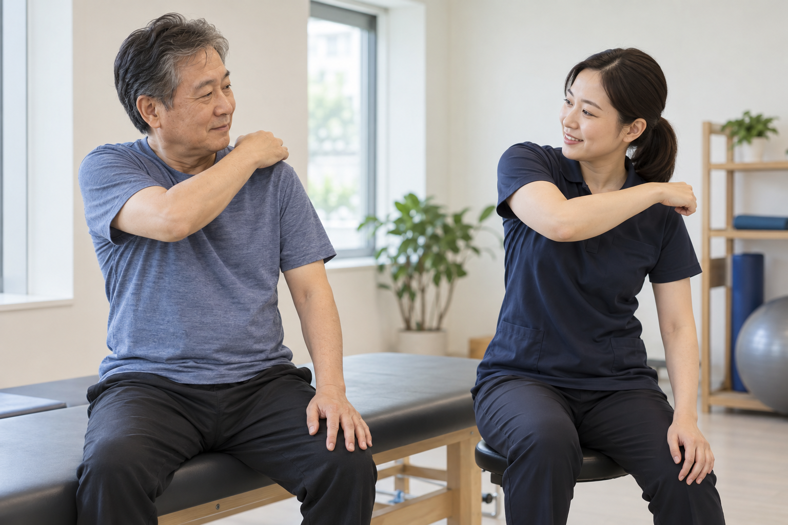 어깨 움직임을 배우는 과정을 표현한 예시 장면
